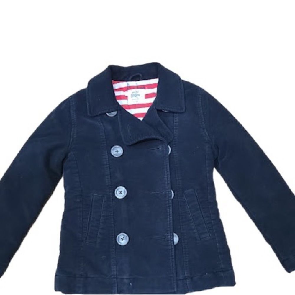 Mini Boden Black Sailor Thick Pea Coat, size 9-10 years